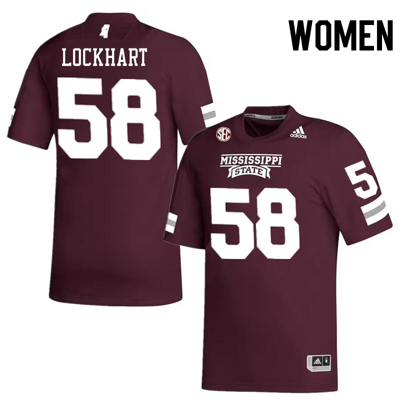 Women #58 TJ Lockhart Mississippi State Bulldogs College Football Jerseys Stitched-Maroon